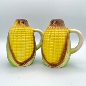 Vintage Corn on the Cob Salt and Pepper Shakers Set with Handles Japan 4.75"